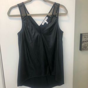 BCBG XS Black pleather tank